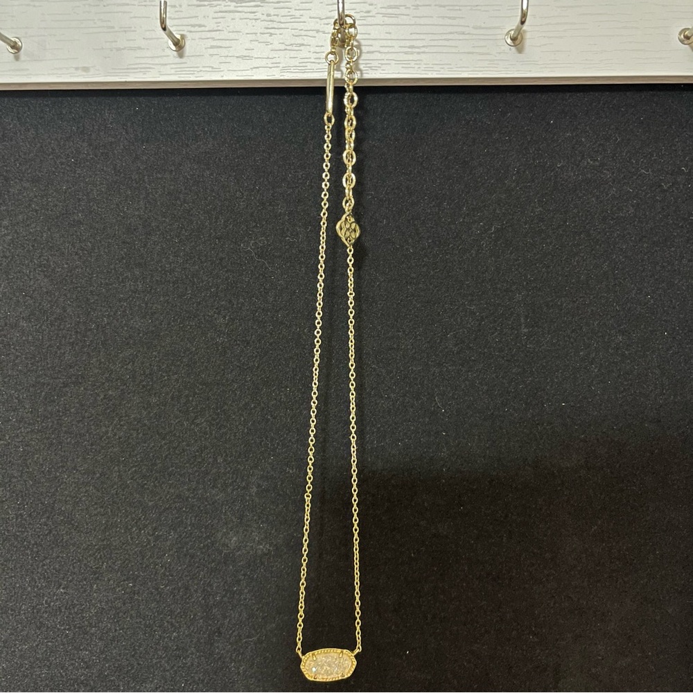 Kendra Scott Elisa Gold Pendant Necklace in Iridescent Drusy